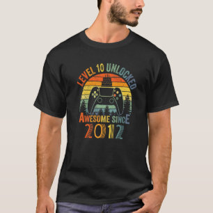 Level 10 Unlocked Video Gamer 10 Years Old 10 Birt T-Shirt