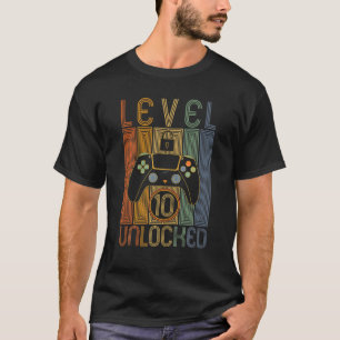 Level 10 Unlocked Video Gamer 10 Years Old 10Th Bi T-Shirt