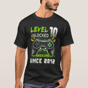 Level 10 Unlocked Video Gamer 10 Yrs Old 10 Birth T-Shirt