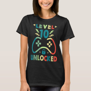 Level 10 Unlocked  Video Gamer 10th Birthday  Boys T-Shirt