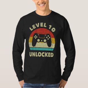 Level 10 Unlocked Video Gamer 10th Birthday Decora T-Shirt