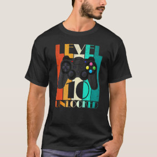 Level 10 Unlocked Video Gamer 10th Birthday T-Shirt