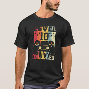 Level 10 Unlocked Video Gamer 10th Birthday T-Shirt
