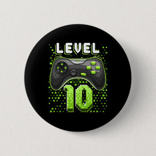Level 10 Video Game Controller 10th Birthday Gamer 6 Cm Round Badge