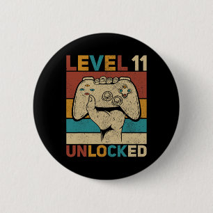 Level 11 Unlocked 11 Year Old Boy Bday Outfit 11th 6 Cm Round Badge