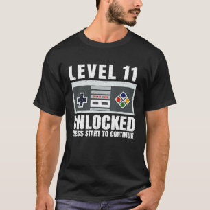 Level 11 Unlocked 11 Year Old Gamer 11th Birthday T-Shirt