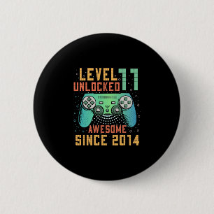 Level 11 Unlocked 11th Birthday 11 Year Old Boy Gi 6 Cm Round Badge