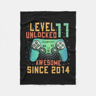 Level 11 Unlocked 11th Birthday 11 Year Old Boy Gi Fleece Blanket