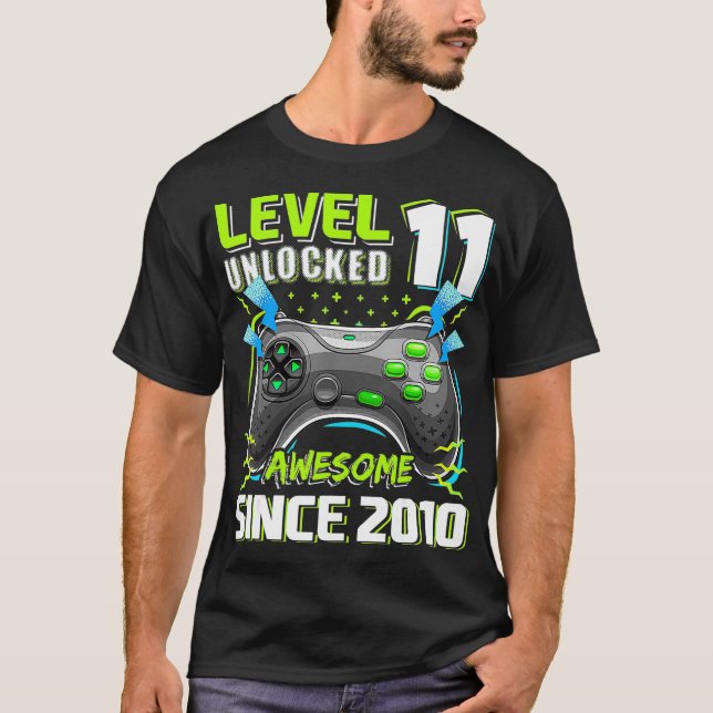 Level 11 Unlocked Awesome 2010 Video Game 11th Bir T-Shirt (Front)