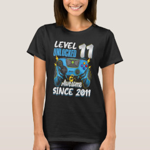 Level 11 Unlocked Awesome 2011 11th Birthday Boy V T-Shirt