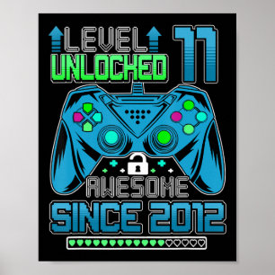 Level 11 Unlocked Awesome 2012 Video Game 11th Bir Poster
