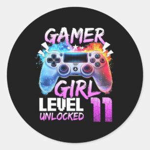 Level 11 Unlocked Awesome 2014 Video Game 11th Bir Classic Round Sticker