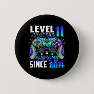 Level 11 Unlocked Awesome Since 2014 11th Birthday 6 Cm Round Badge