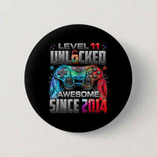Level 11 Unlocked Awesome Since 2014 11th Birthday 6 Cm Round Badge
