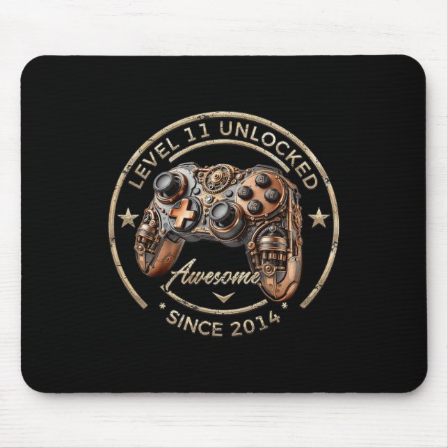 Level 11 Unlocked Awesome Since 2014 11th Birthday Mouse Mat (Front)