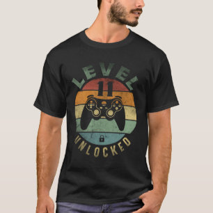 Level 11 Unlocked Funny Video Gamer 11th Birthday T-Shirt