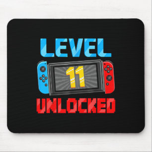 Level 11 Unlocked Gamer 11th Birthday Gift Video G Mouse Mat