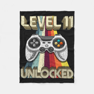 Level 11 Unlocked Retro Video Game 11th Birthday G Fleece Blanket