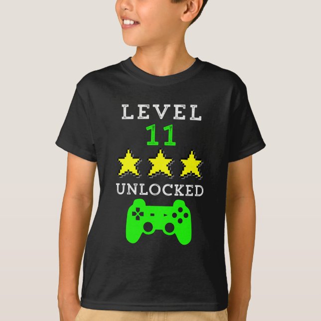 Level 11 unlocked shirt funny birthday boys tshirt (Front)