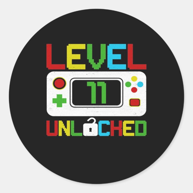 Level 11 Unlocked Video Game 10th Birthday Gift Classic Round Sticker (Front)