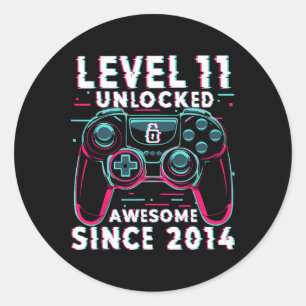 Level 11 Unlocked Video Game 11th Birthday Gamer B Classic Round Sticker