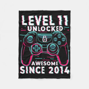 Level 11 Unlocked Video Game 11th Birthday Gamer B Fleece Blanket