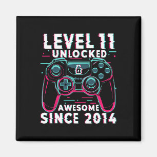 Level 11 Unlocked Video Game 11th Birthday Gamer B Magnet