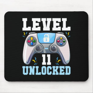 Level 11 Unlocked Video Game 11th Birthday Gamer B Mouse Mat