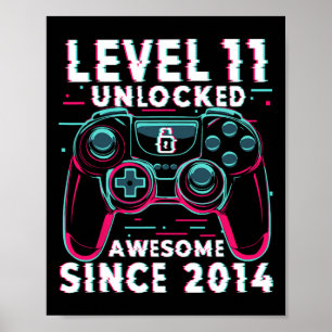 Level 11 Unlocked Video Game 11th Birthday Gamer B Poster