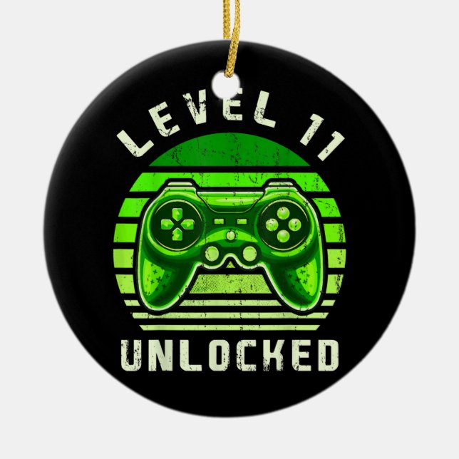 Level 11 Unlocked Video Game 11th Birthday Gamer Ceramic Tree Decoration (Front)