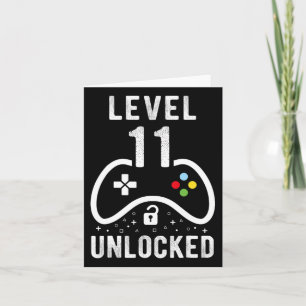 Level 11 Unlocked Video Game 11th Birthday Gift  Card