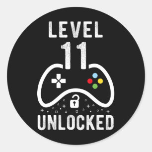 Level 11 Unlocked Video Game 11th Birthday Gift Classic Round Sticker