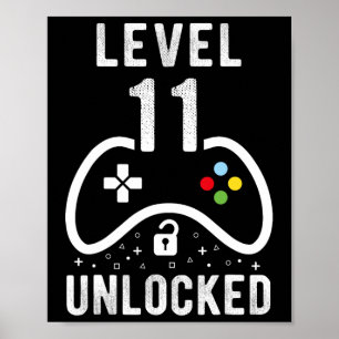Level 11 Unlocked Video Game 11th Birthday Gift Poster