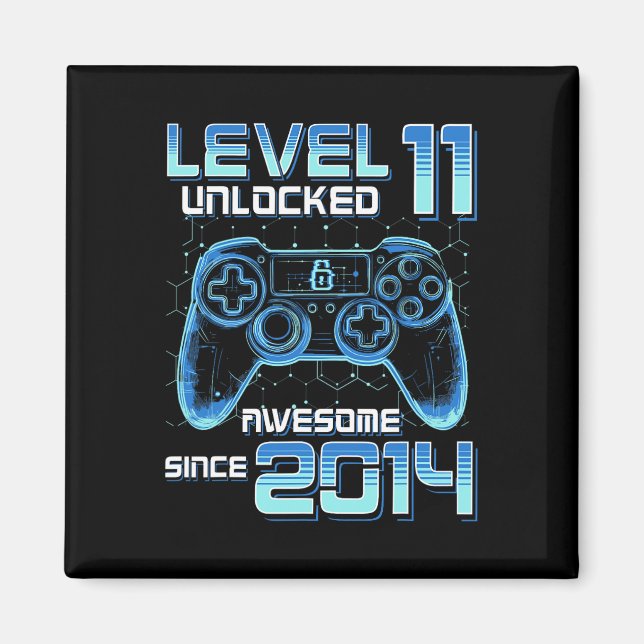 Level 11 Unlocked Video Game Party 11th Birthday G Magnet (Front)