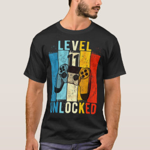 Level 11 Unlocked Video Gamer 11 Year Old 11th Bir T-Shirt