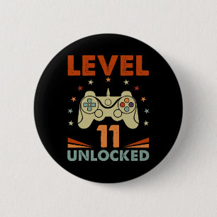 Level 11 Unlocked Video Gamer 11th Birthday 11 Yea 6 Cm Round Badge