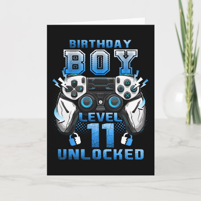 Level 11 Unlocked Video Gamer 11th Birthday Boys  Card (Front)
