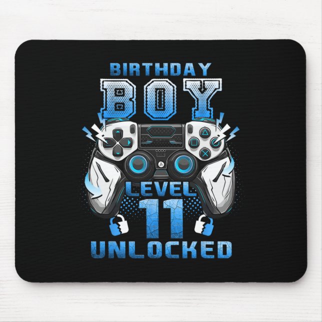 Level 11 Unlocked Video Gamer 11th Birthday Boys  Mouse Mat (Front)