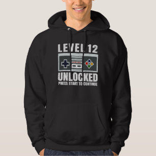 Level 12 Unlocked 12 Year Old Gamer 12th Birthday Hoodie