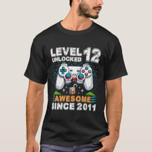 Level 12 Unlocked 12Th Birthday 12 Year Old Boy T-Shirt