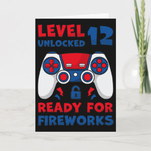 Level 12 Unlocked 12th Birthday Game 4th Of July B Card