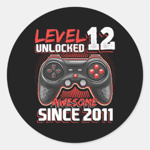 Level 12 Unlocked Awesome 2011 Video Game 12th Bir Classic Round Sticker