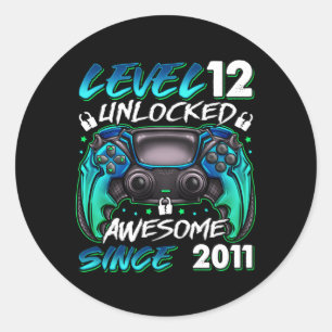 Level 12 Unlocked Awesome Since 2011 12Th Classic Round Sticker