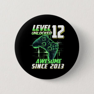 Level 12 Unlocked Awesome Since 2013 12th Birthday 6 Cm Round Badge
