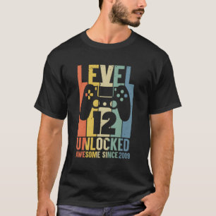 Level 12 Unlocked Birthday 12 Years Old Awesome Si T-Shirt