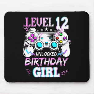 Level 12 Unlocked Birthday Girl Video Game Mouse Mat