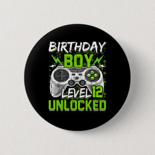 Level 12 unlocked Gamer 12th Birthday Gift Video G 6 Cm Round Badge