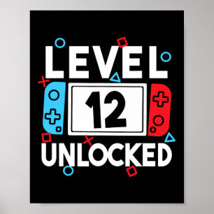 Level 12 Unlocked Gamer 12th Birthday Video Game B Poster