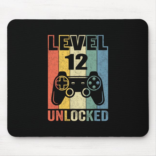 Level 12 Unlocked Shirt Funny Video Gamer 12th Bir Mouse Mat (Front)