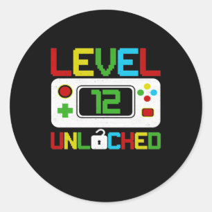 Level 12 Unlocked Video Game 10th Birthday Gift Classic Round Sticker